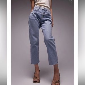 Topshop Raw Hem Crop Straight Leg Jeans, size 28